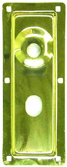 Progressive, 1044BP, Mortise Lock Cylinder Guard Plate 1/4" High Bubble, 4" X 10", Brass Plated