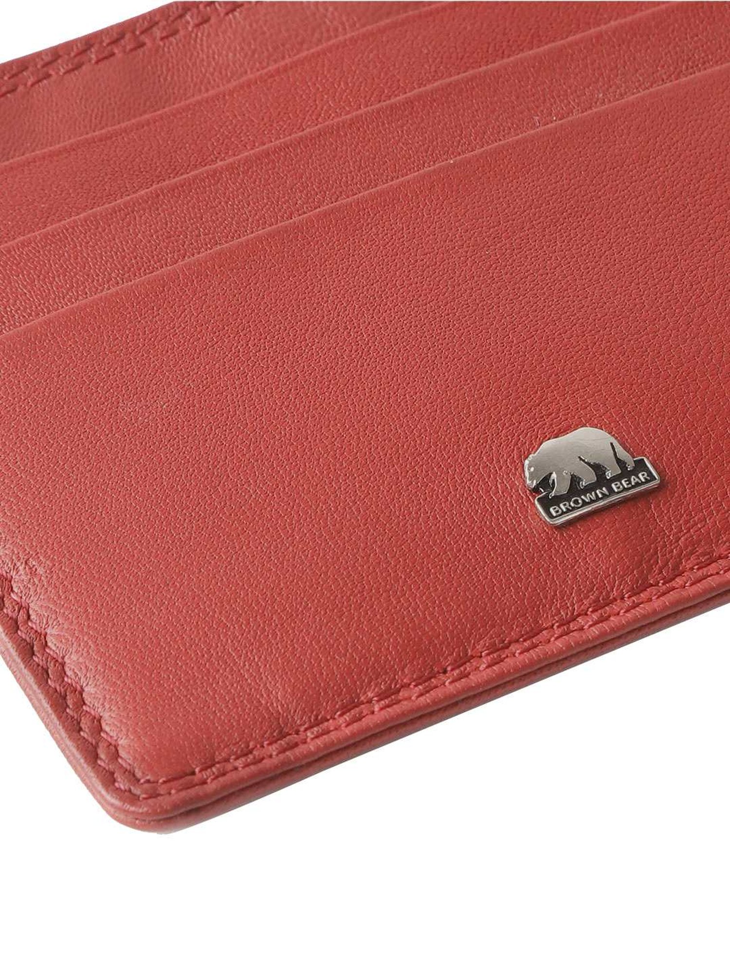 Brown Bear Red Casual Leather Rfid Card Holder for Men