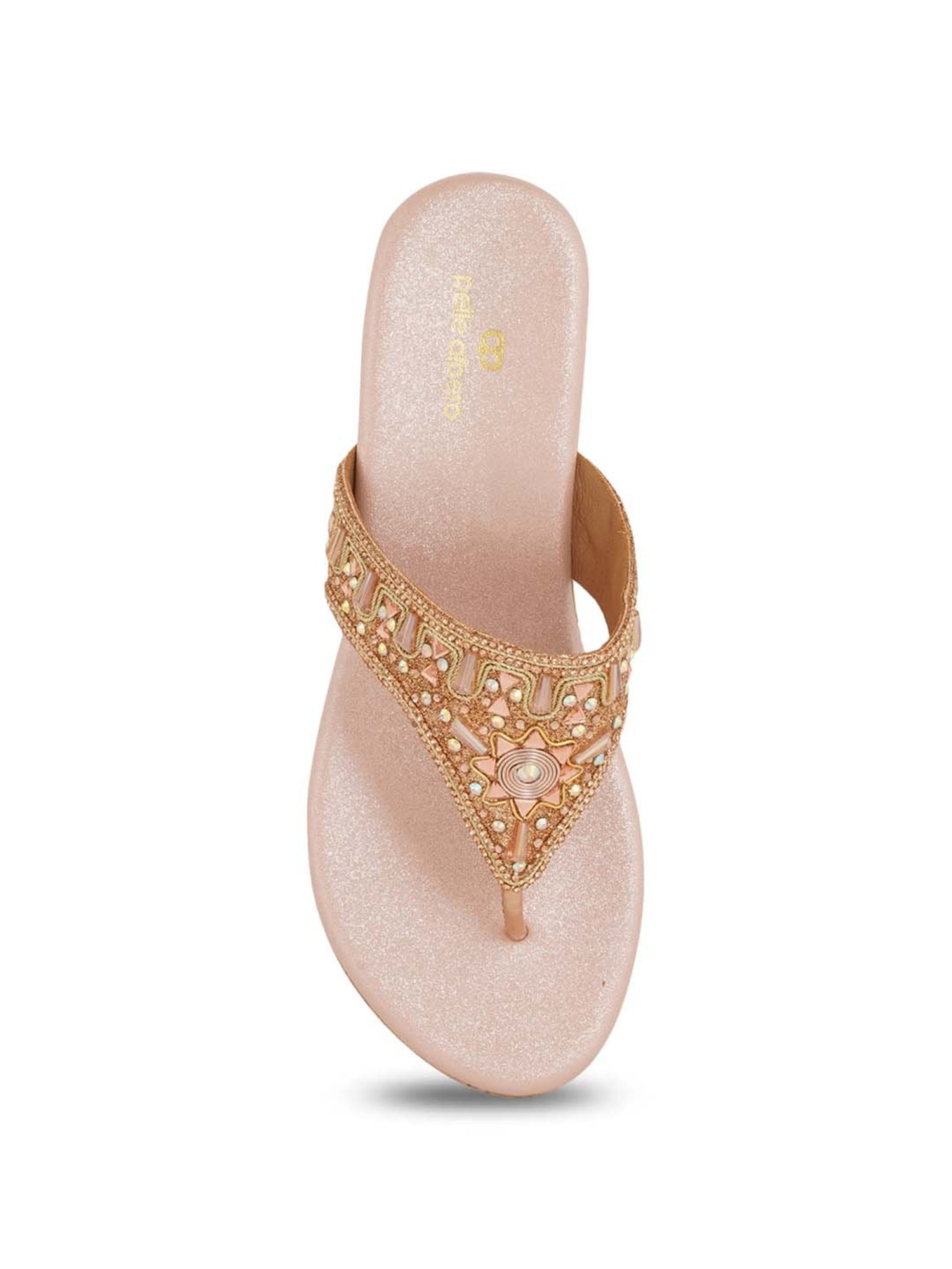 Pelle Albero Women's Gold Thong Wedges