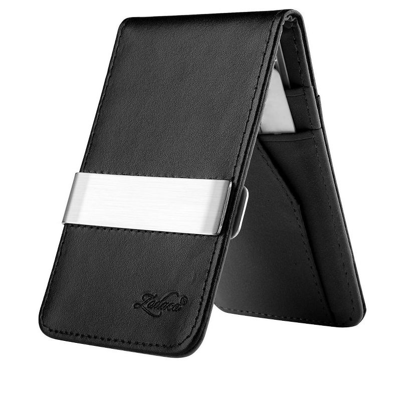 ZODACA Genuine Leather Money Clip Wallet, Black