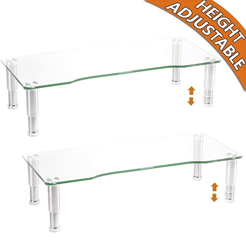 Pack Computer Monitor Riser with Height Adjustable Multi Media Desktop Stand for Flat Screen LCD LED TV, Laptop/Notebook/Xbox One,HD01T-01