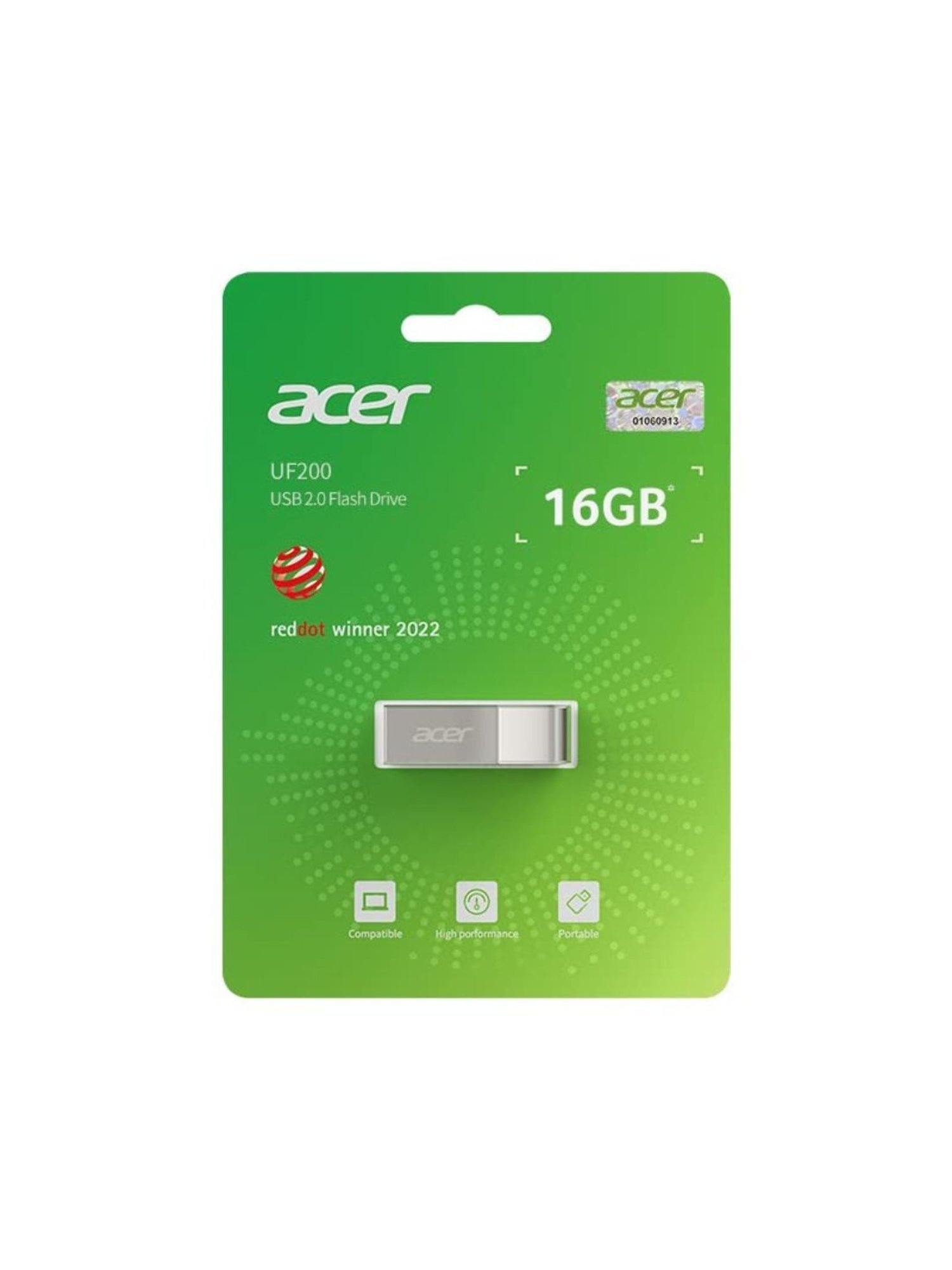 Acer 16 GB UF200 USB 2.0 Flash Drive-Metal (Silver)