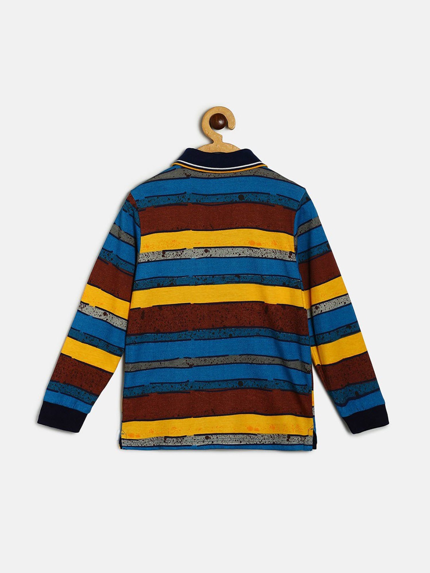 MINIKLUB Kids Multicolor Striped Full Sleeves Polo T-Shirt