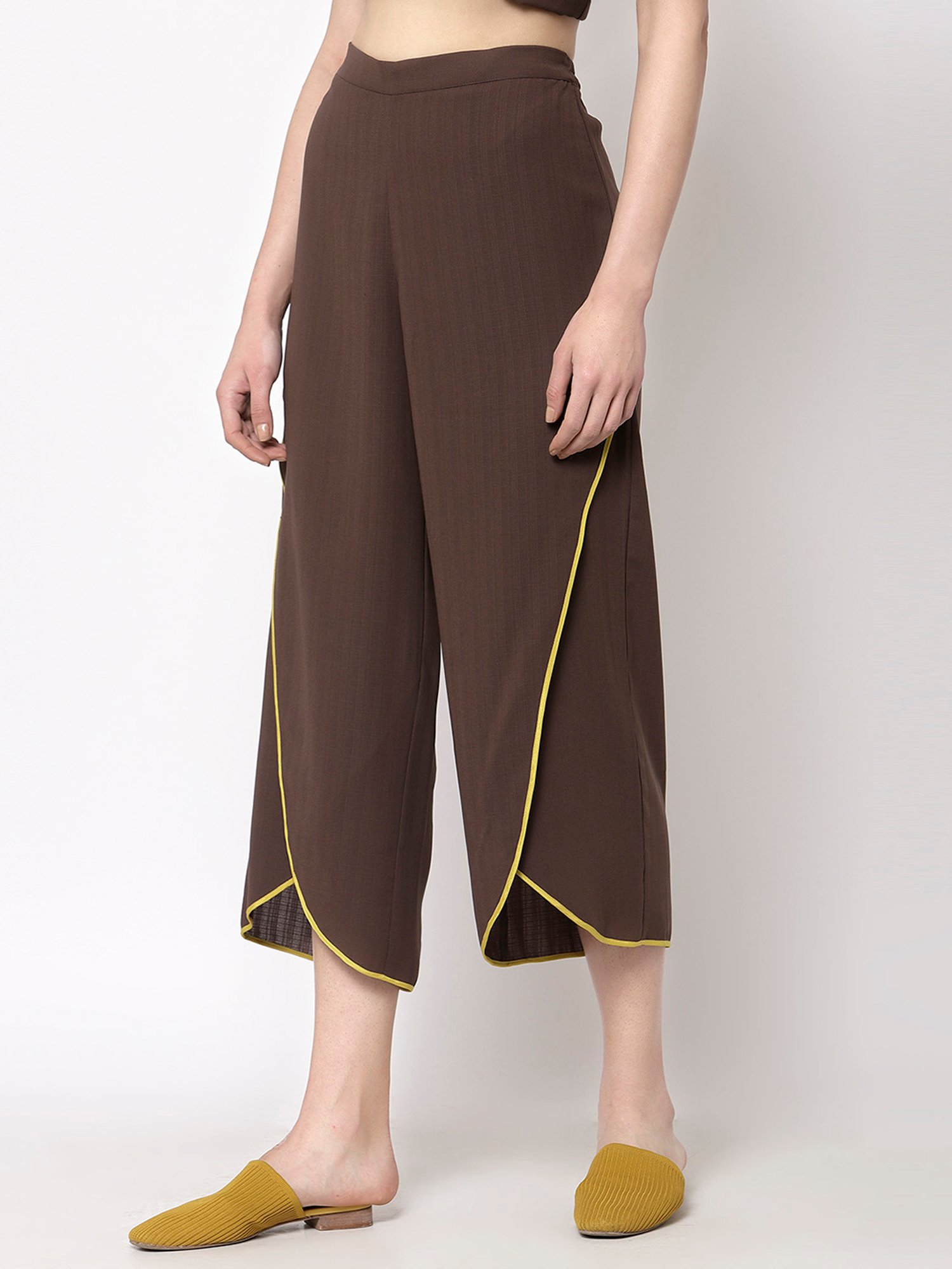 Office & You Brown Straight Fit Palazzos