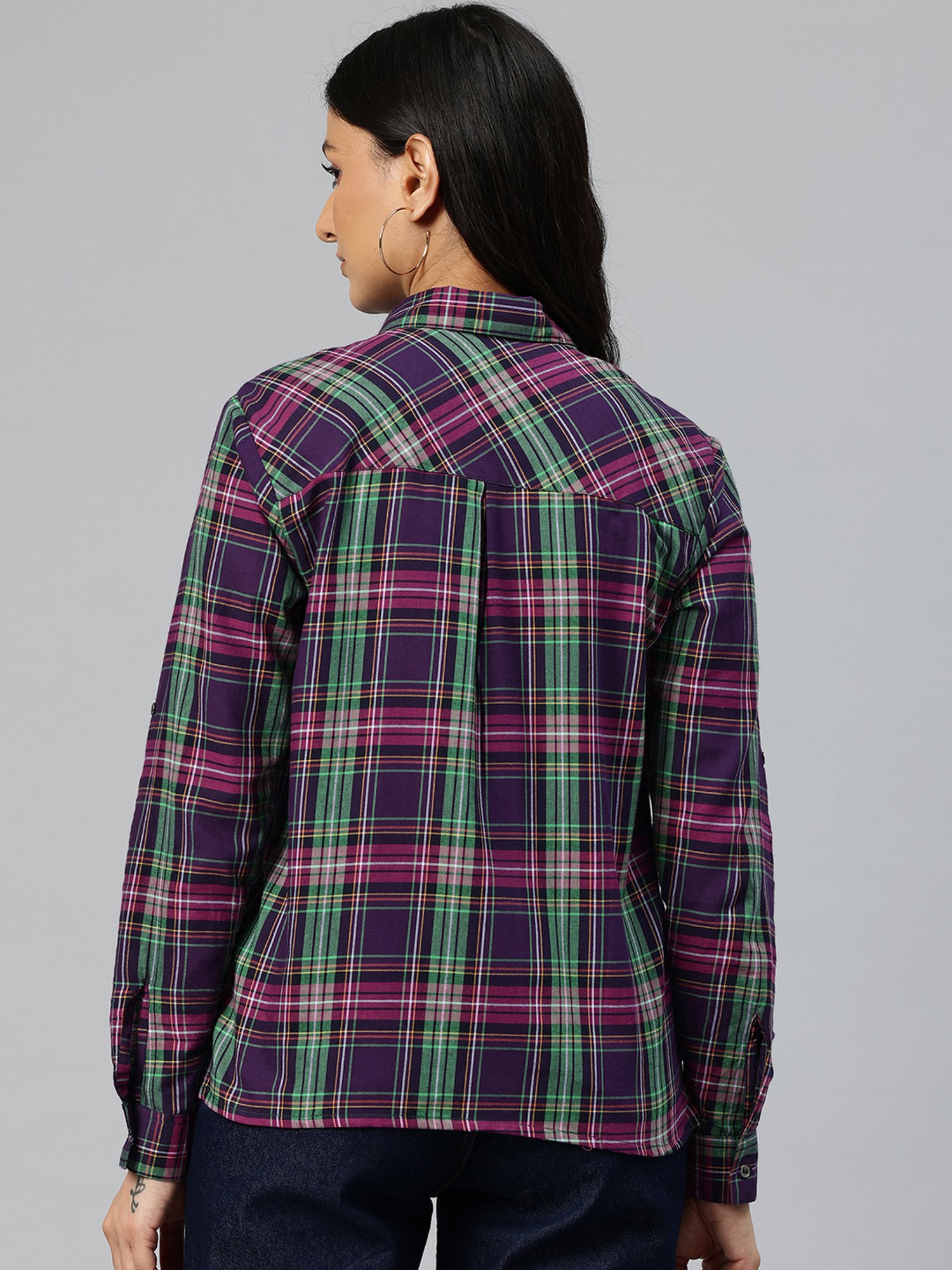 One Femme Purple Check Shirt