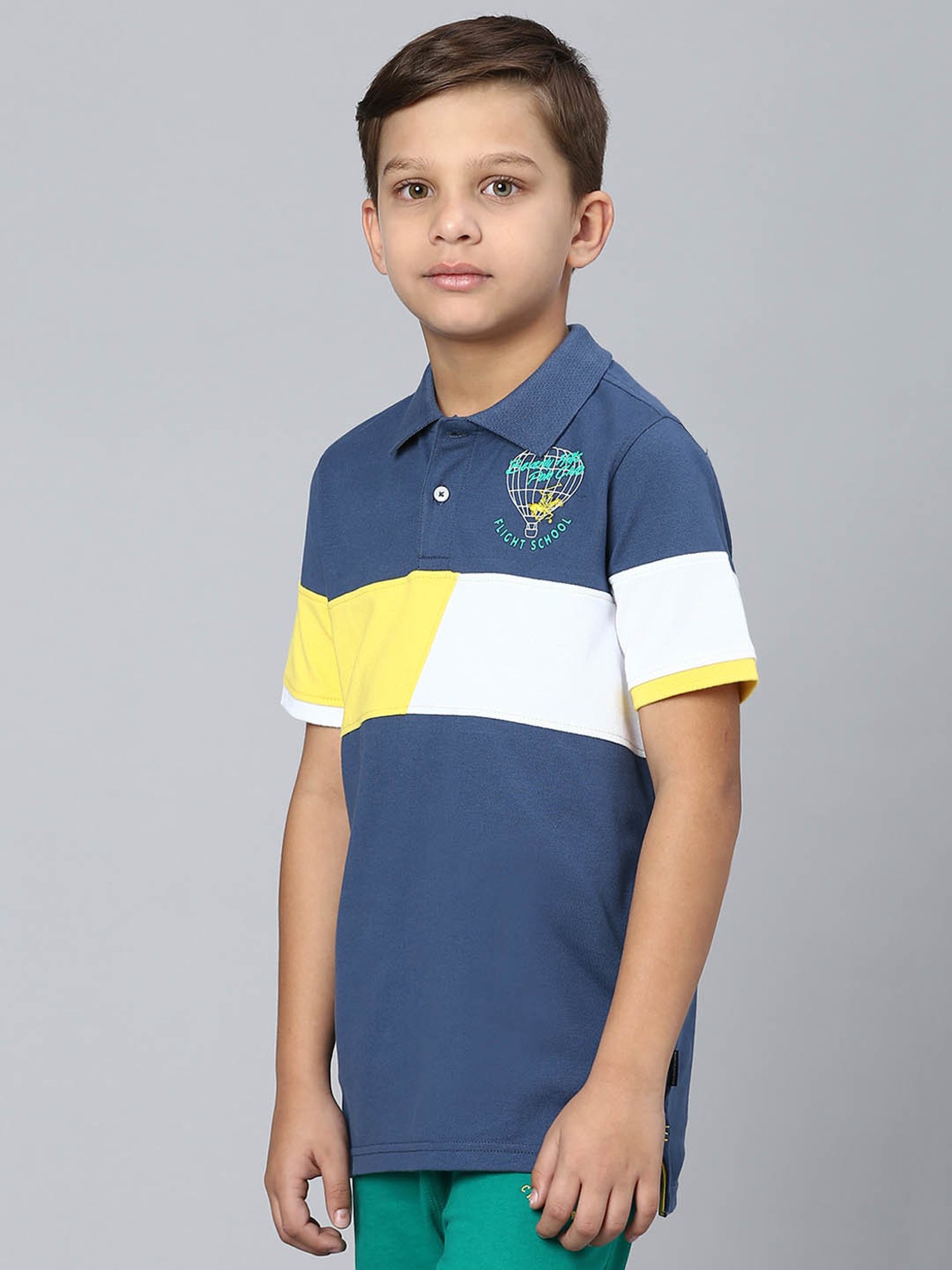 Beverly Hills Polo Club Kids Blue Color Block Polo T-Shirt