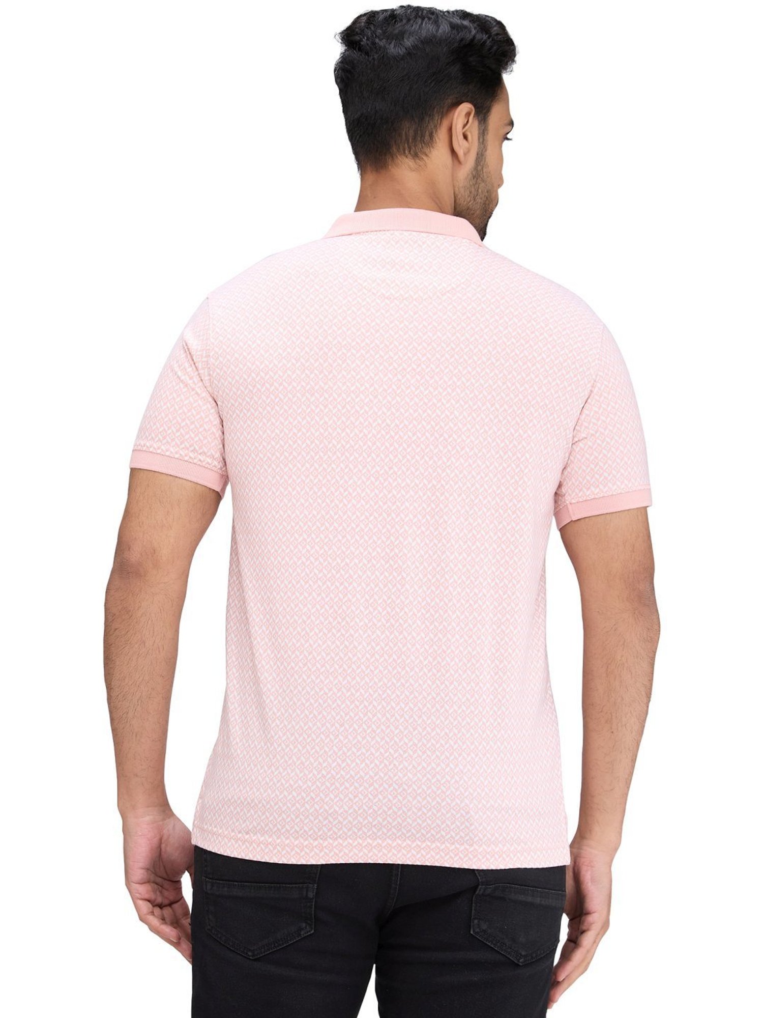 Park Avenue Pink Slim Fit Printed Polo T-Shirt
