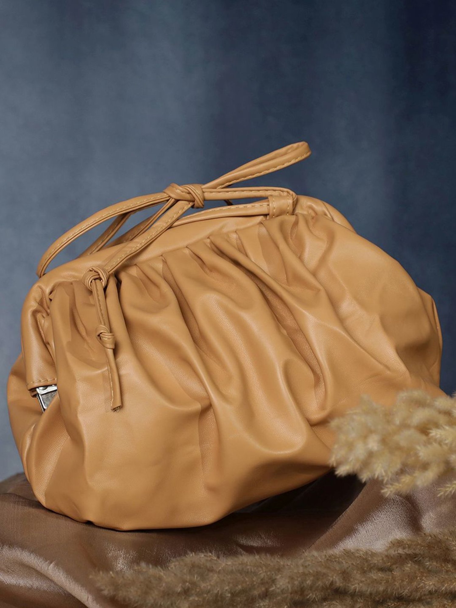 HauteSauce Beige Solid Small Sling Handbag