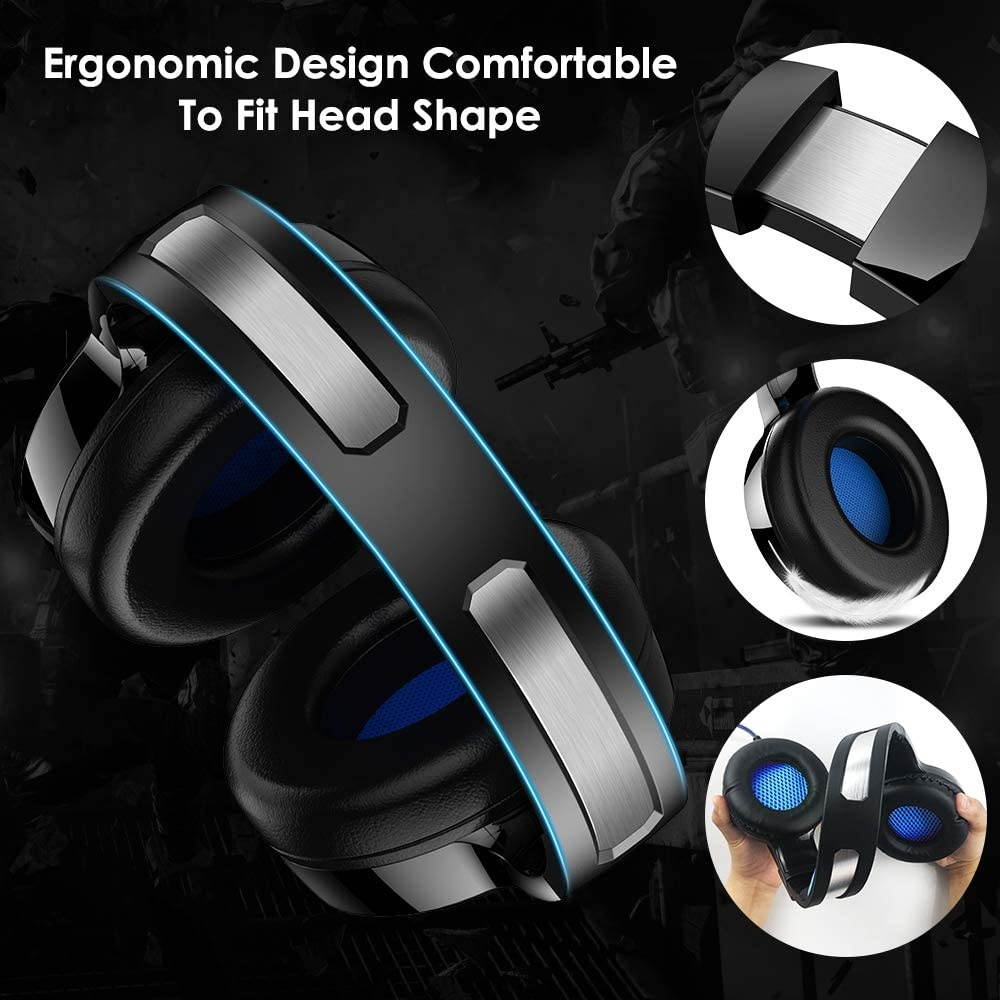 Nivava Gaming Headset for PS4, Xbox One, PC Headphones with Microphone LED Light Mic for Nintendo Switch PS5 Playstation Computer, K6