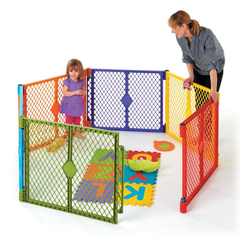Toddleroo By North States Superyard Colorplay 6 Panel Freestanding Gate