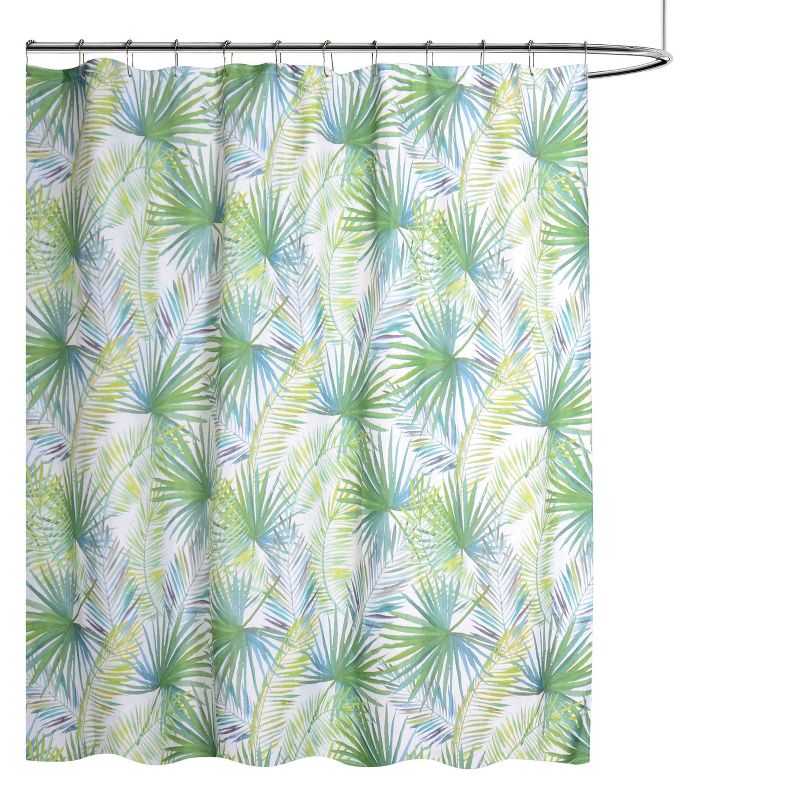 Palm Tree Shower Curtain Green/White - Moda at Home