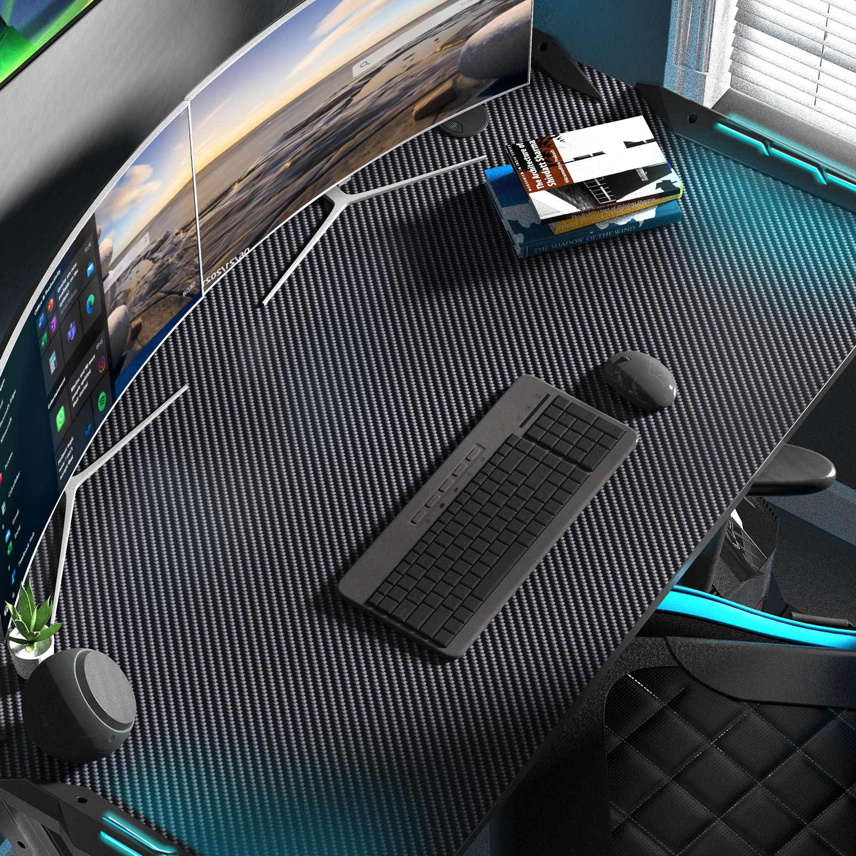 Eureka Ergonomic Z1-S Gaming Desk, Z Shaped Computer Desk with RGB LED Lights, Free Mousepad, Controller Stand, Cup Holder & Headphone Hook - Black 43.3"