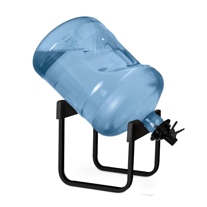 Brio Stainless Steel Black 3 to 5gal Water Jug Stand with Fast Flow Spout