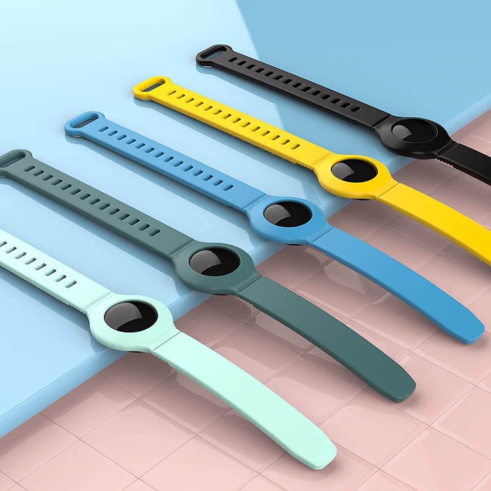 5 Pack Silicone Bands Compatible for AirTags, Silicone Bracelet for AirTag Finder Location Tracker Holder with Silicone Wrist Straps, Easy to Attach for Toddler Baby, Kid, Children, Old Man