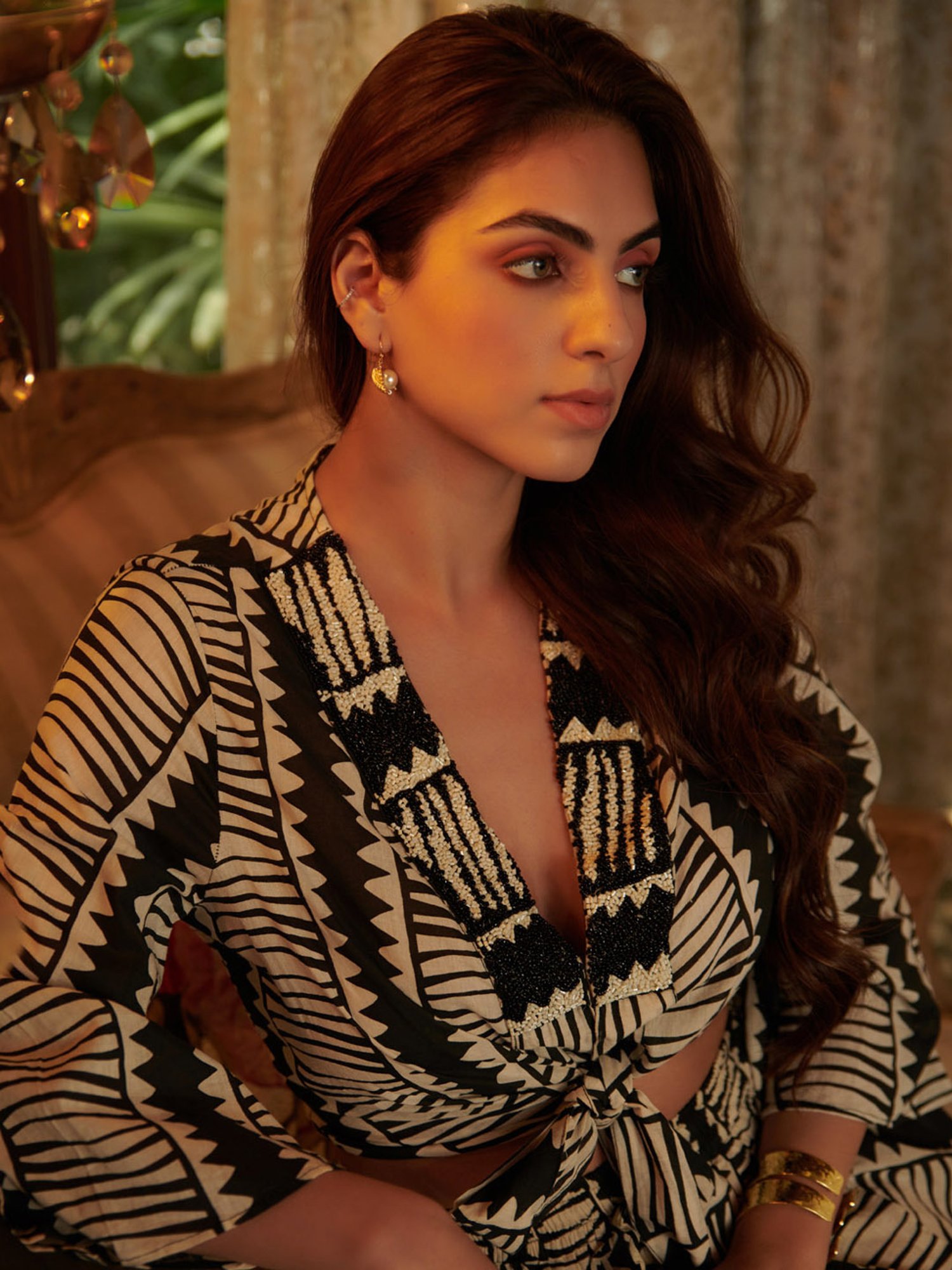 Cin Cin Zebra Line Printed Wrap On Top With A Line Skirt