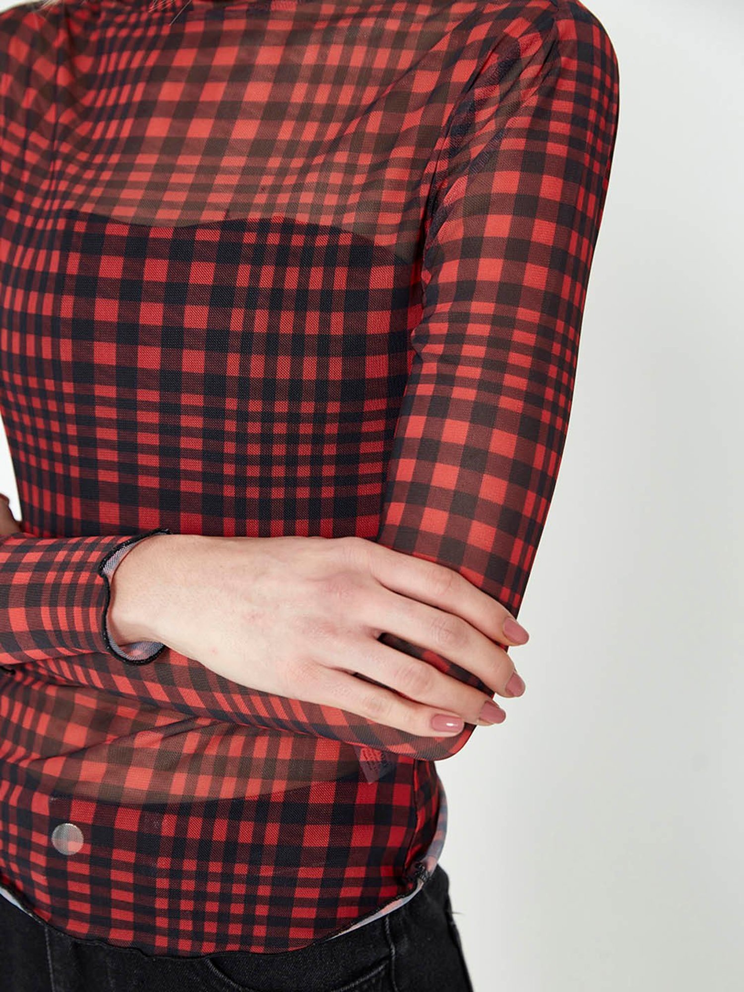 Cover Story Red & Black Check Top