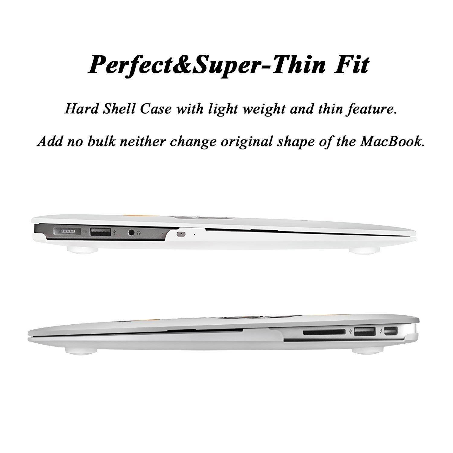 DWON MacBook Air 13 Inch Case with Keyboard Cover and Dust Plug for Apple MacBook Air 13 Inch Sleeve Model A1369 and A1466 - Cool Cat