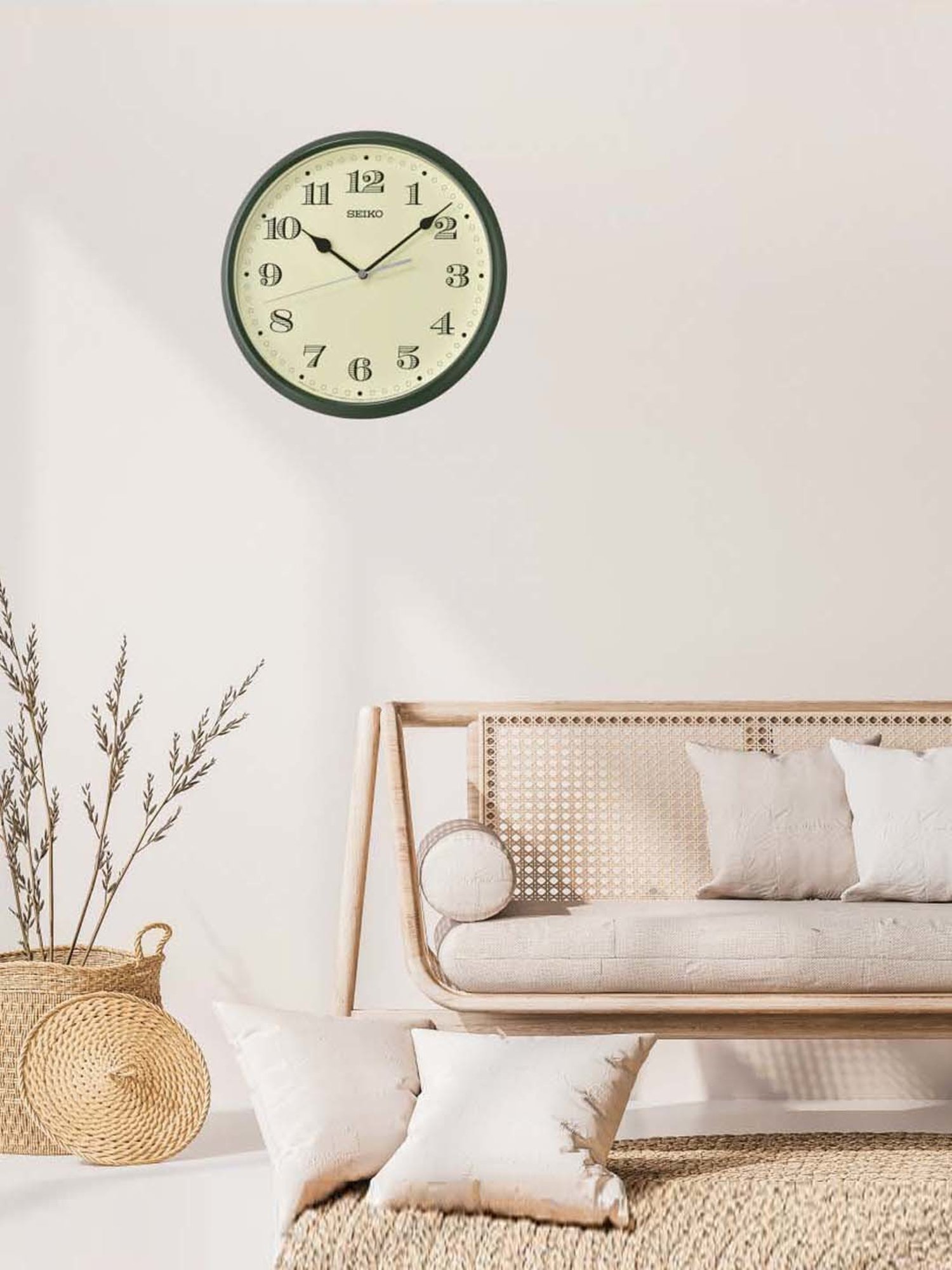 Seiko Green Plastic Classic Round Analog English Numbers Wall Clock