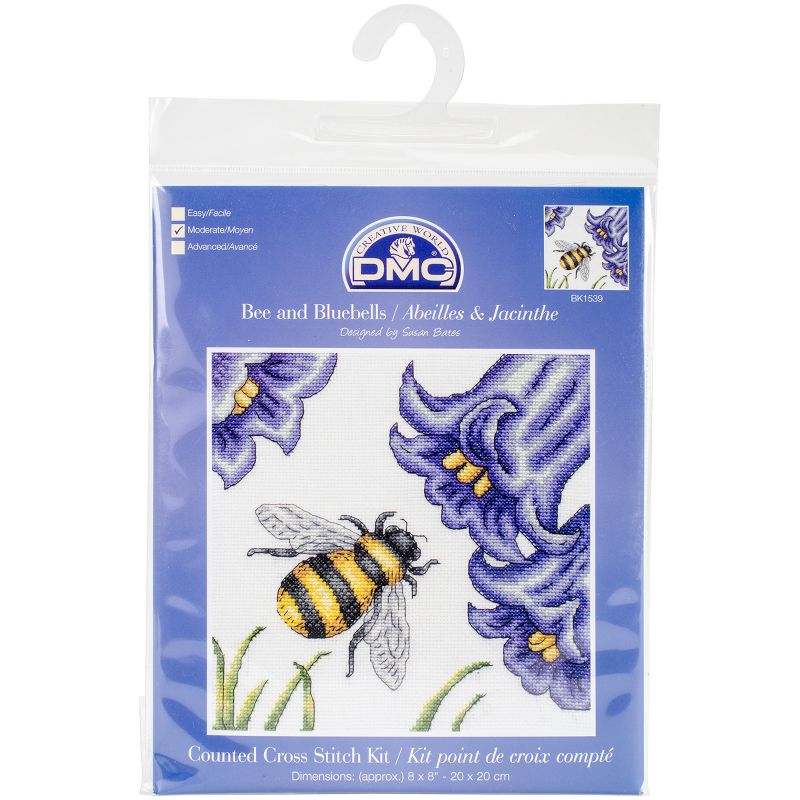 DMC Counted Cross Stitch Kit 8"X8"-Bee & Bluebells (14 Count)