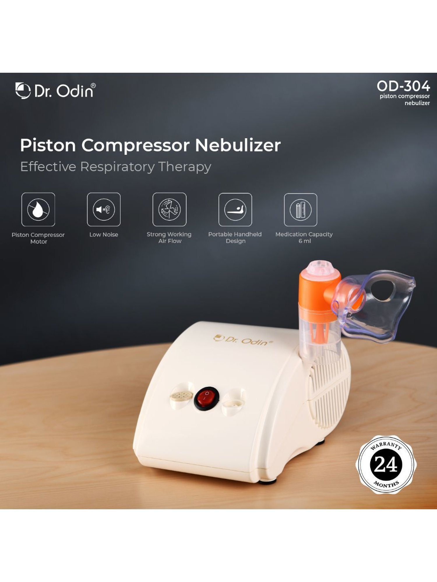 Dr. Odin OD304 Nebulizer with Piston Compressor Technology (Yellow)