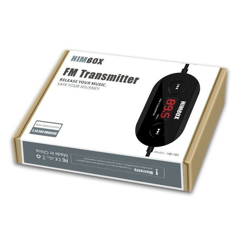 Himbox HB-F01 Wireless FM Transmitter Radio Adapter 2.4A USB Charger 3.5 mm
