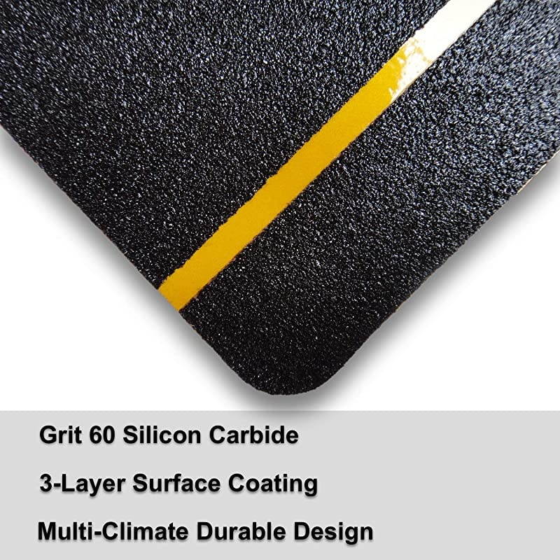 Stairs Treads Non-Slip Tape,Indoor & Outdoor,Safety Treads,6 Inch X 24 Inch,5 PCS/Pack (Black/Reflective)