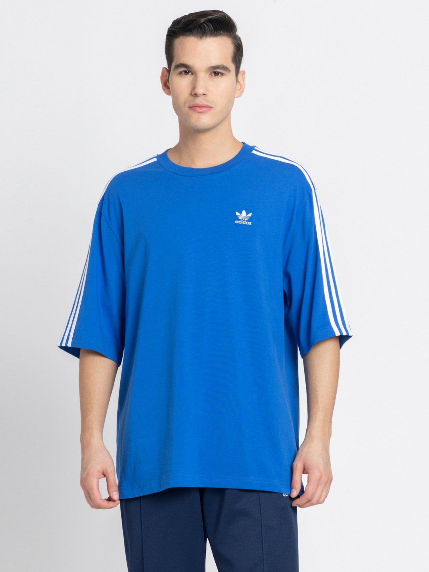Adidas Blue 100% Cotton Oversized Printed  T-Shirt