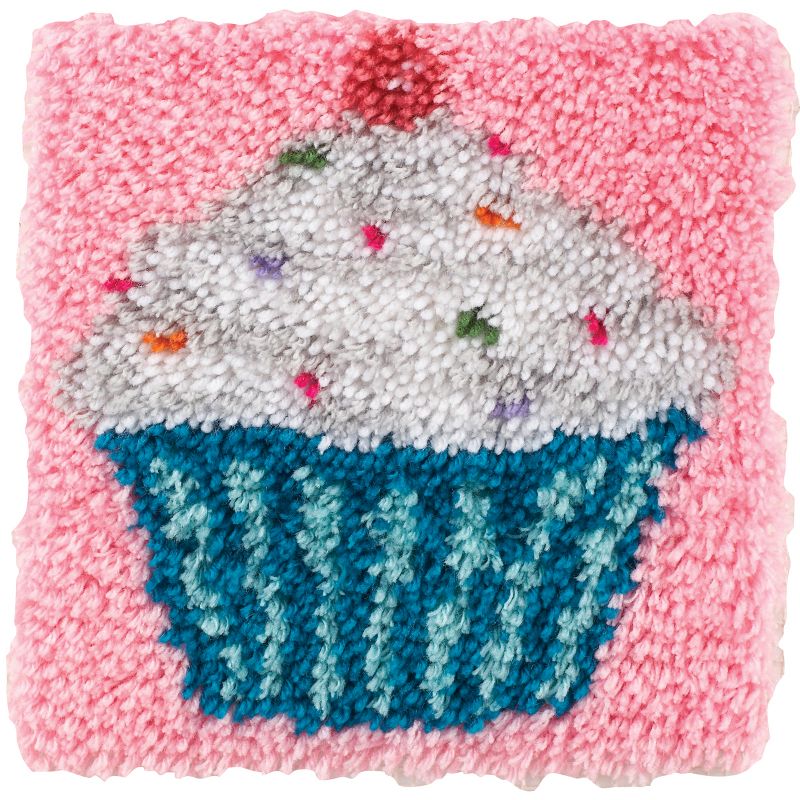 Wonderart Latch Hook Kit 12"X12"-Cupcake