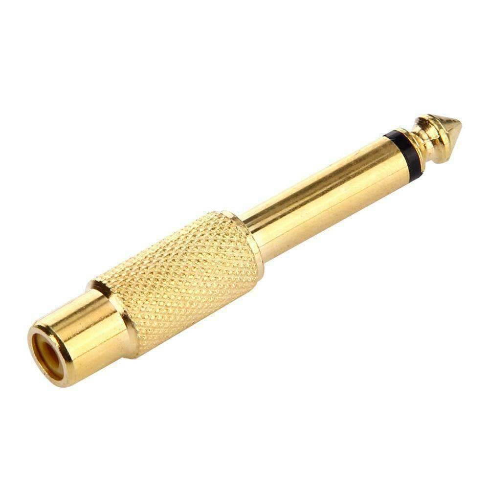 Gold Plated 6.35mm (1/4 Inch) Audio Mono Jack Plug to RCA Female Adapter NEW