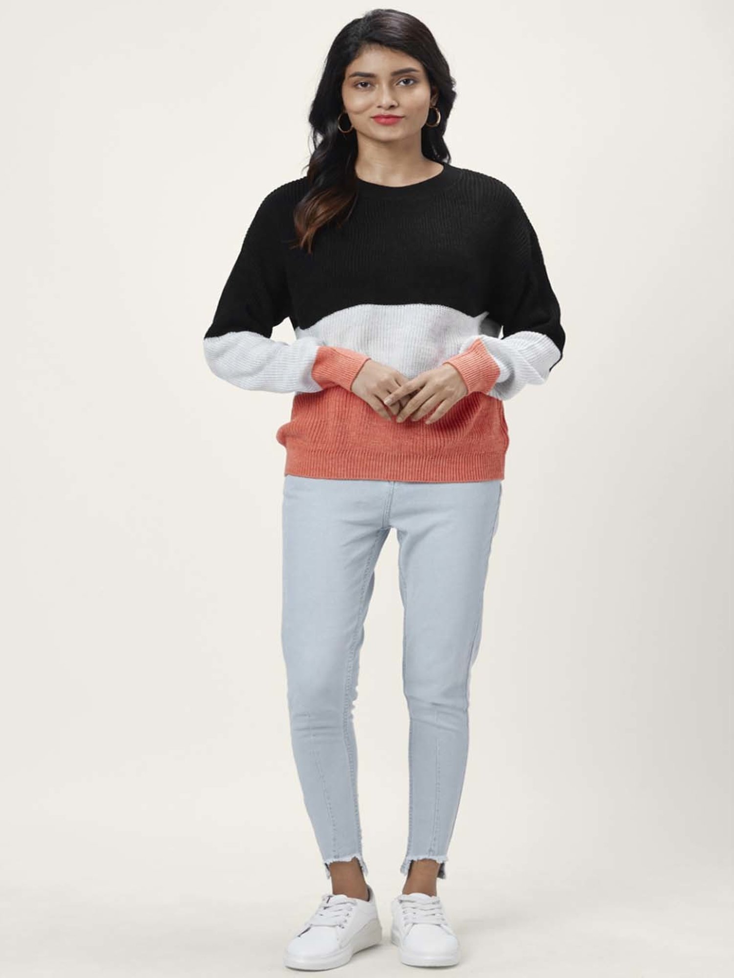 Honey by Pantaloons Black Color-Block Sweater
