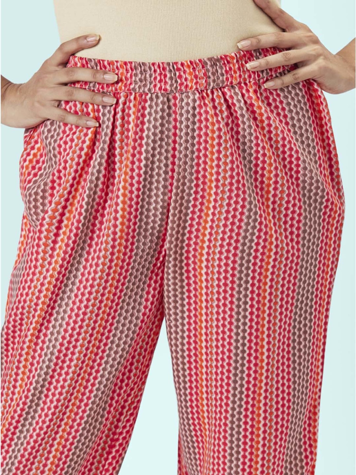 Rangmanch by Pantaloons White & Pink Floral Print Kurta Palazzo Set