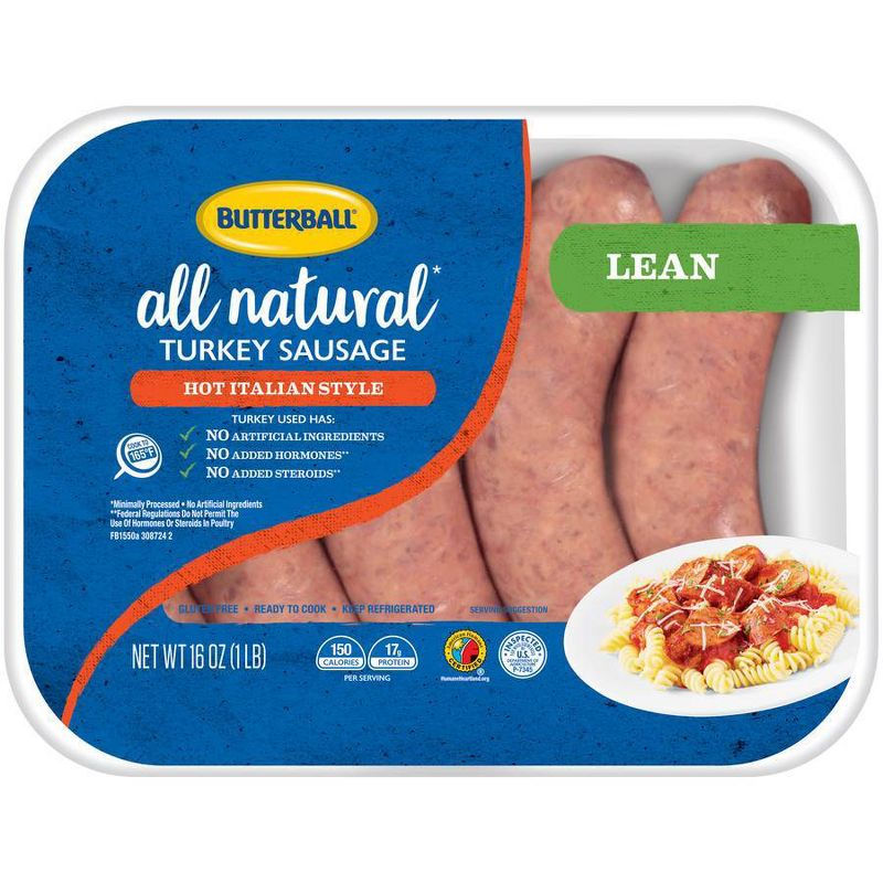 Butterball All Natural Hot Italian Style Lean Turkey Sausage - 16oz