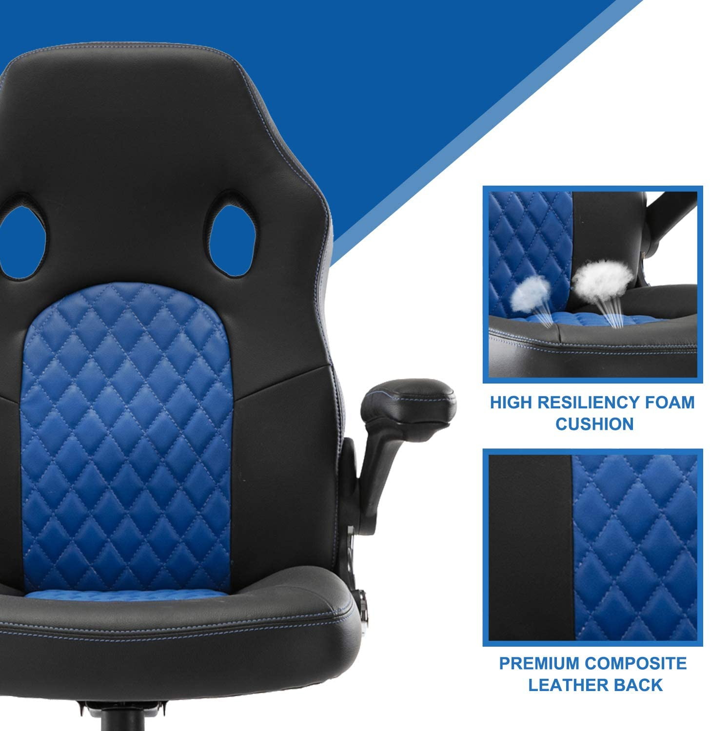 SMUGDESK Office Chair, Gaming Chair Leather, Computer Desk Chair Task Swivel Executive Chairs High Back with Padded Seat Armrests and Rolling Casters (Black)
