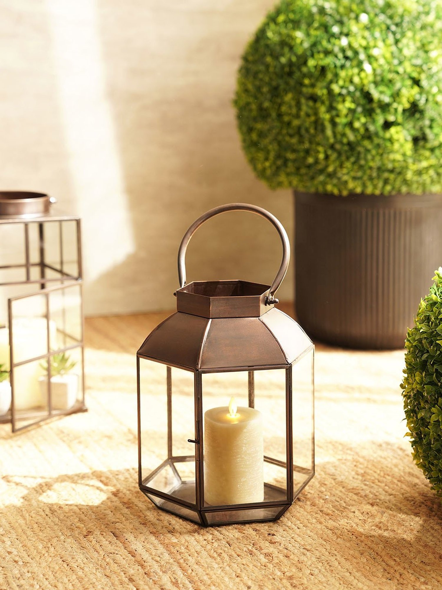 Pure Home and Living Brown Metal Antique Finish Lantern