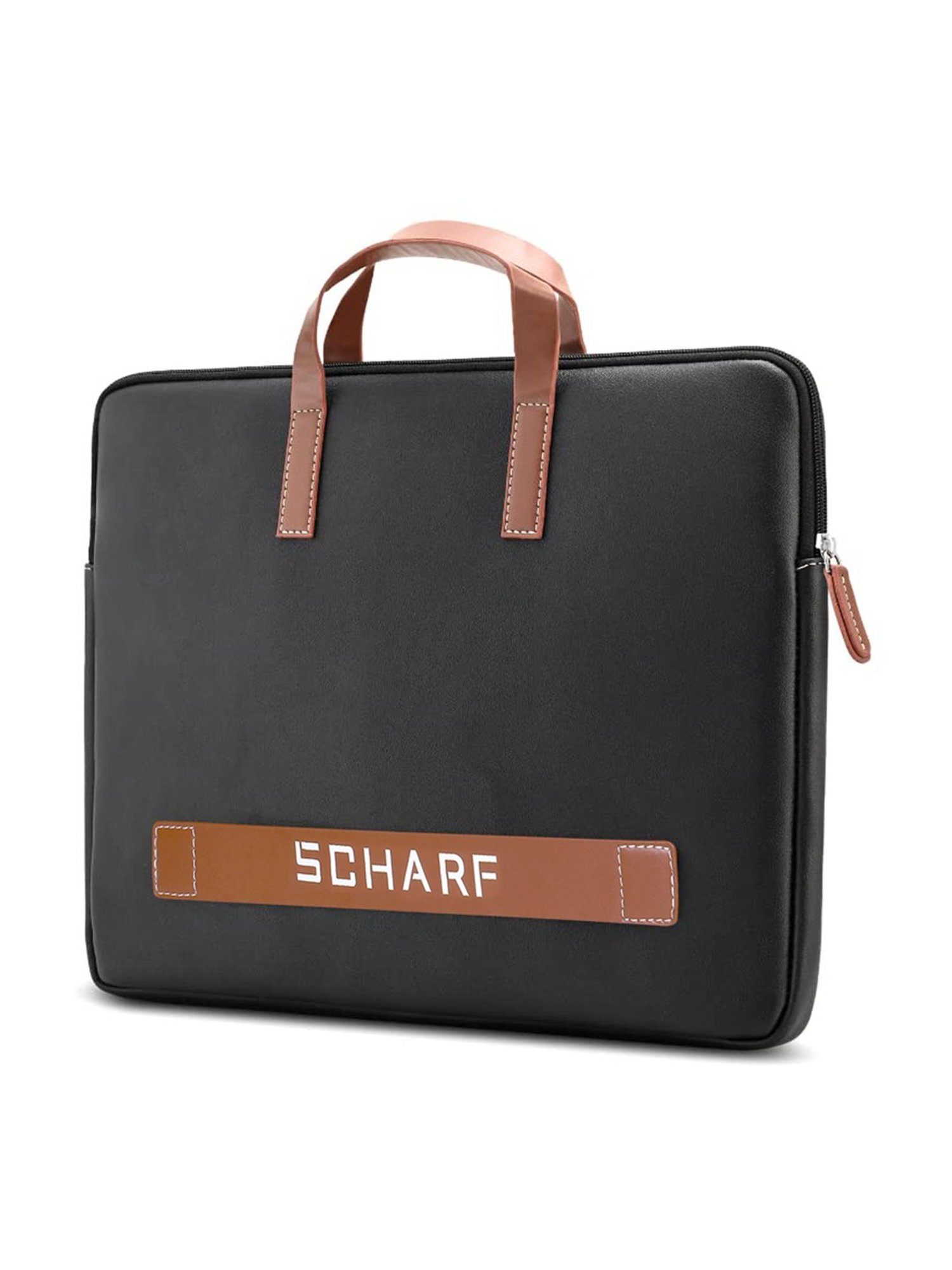 SCHARF Black Leather Laptop Bag