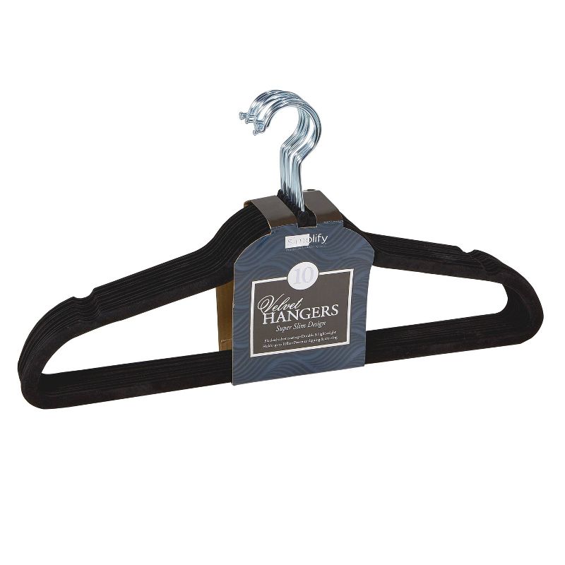 Simplify 10pc Super Slim Velvet Huggable Hangers Black