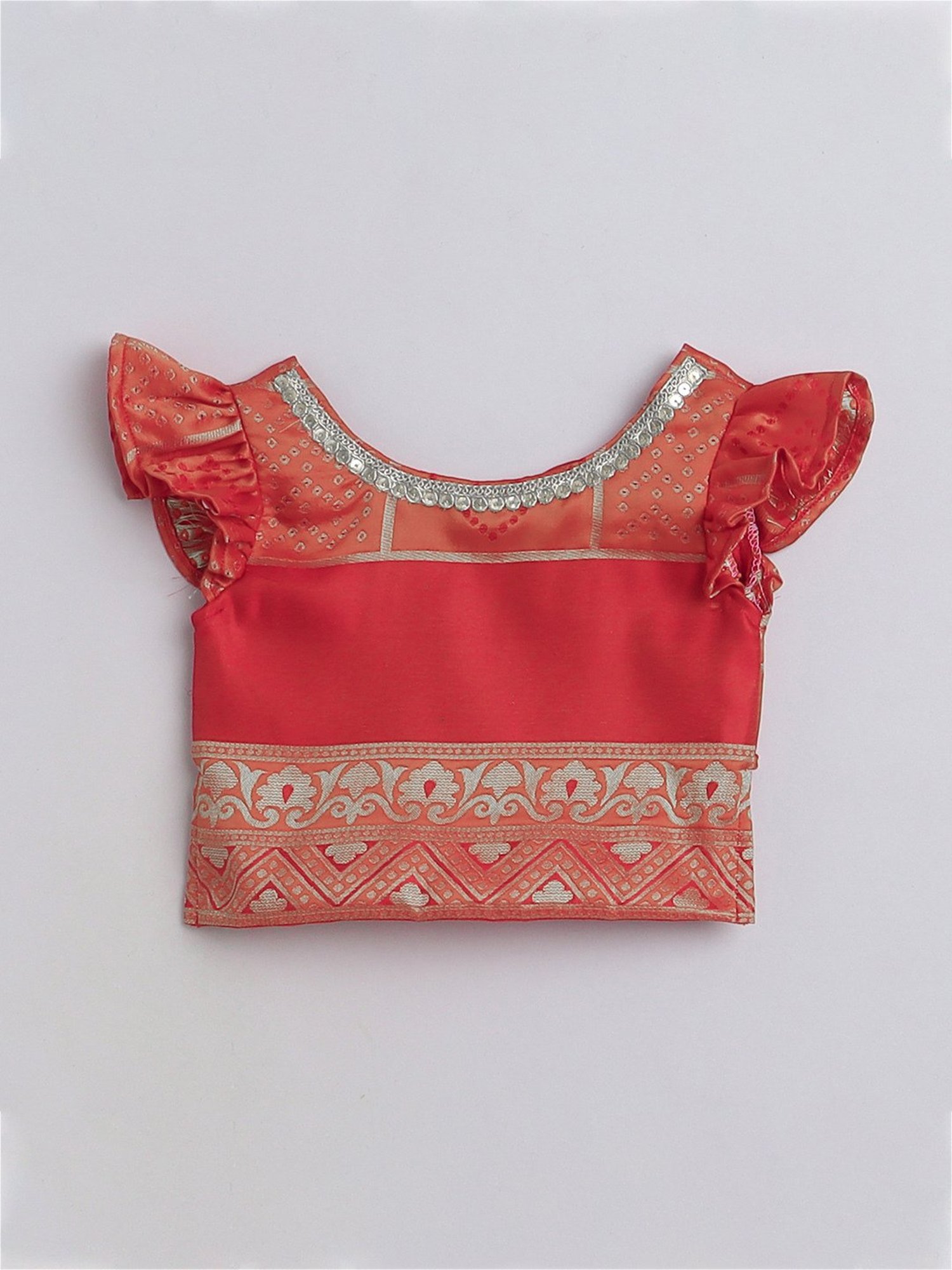 Many Frocks Kids Brown Printed Lehenga with Choli