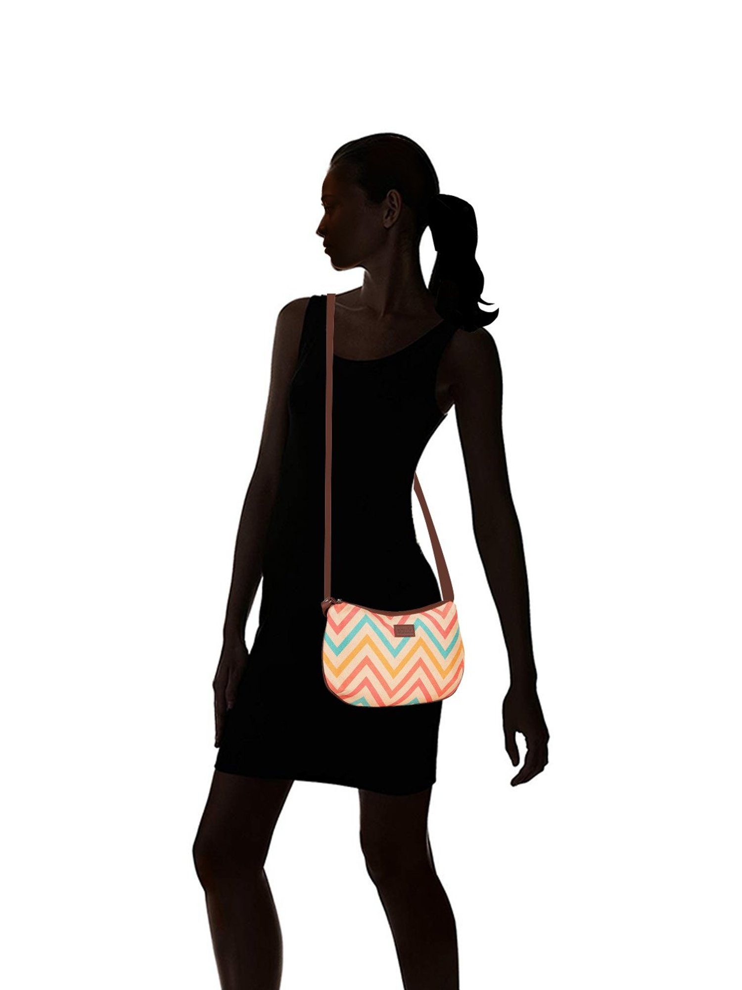 ZOUK Beige Printed Medium Sling Handbag