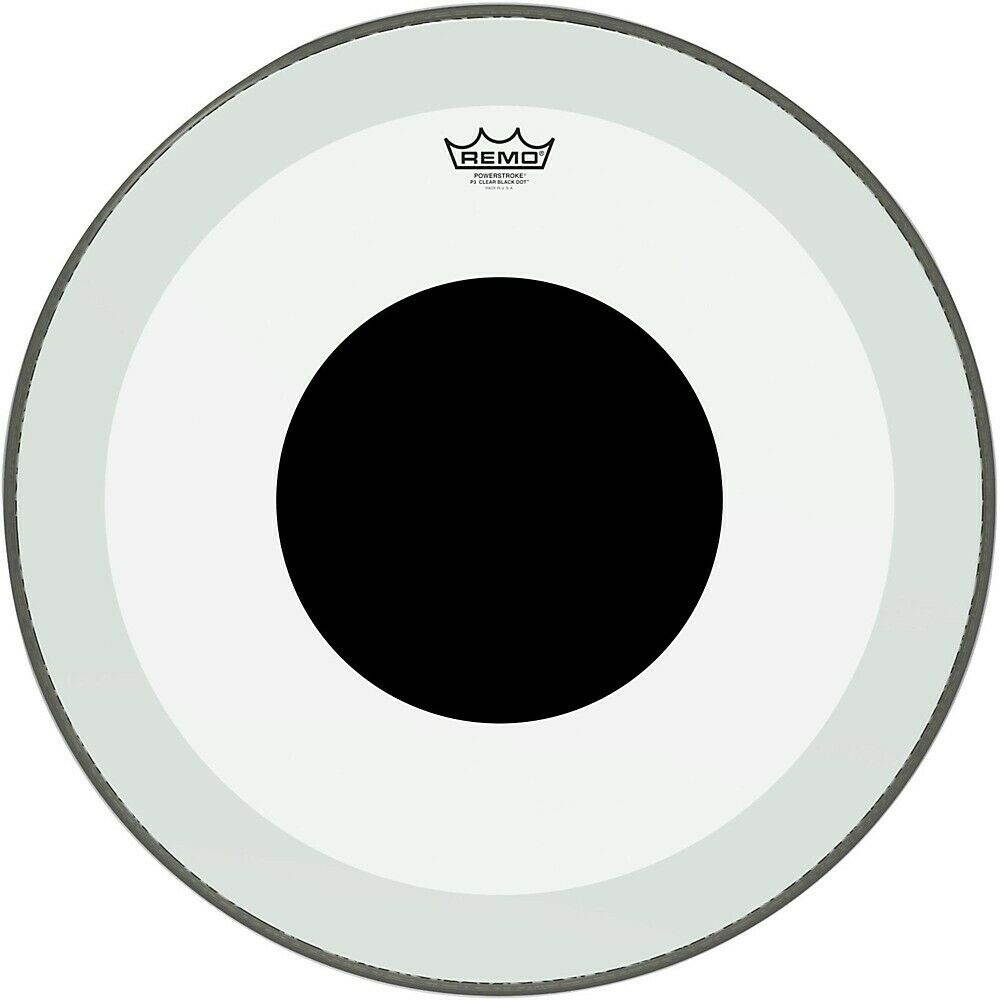 Remo Powerstroke P3 Clear Black Dot Bass Drumhead - Top Black Dot - 20"