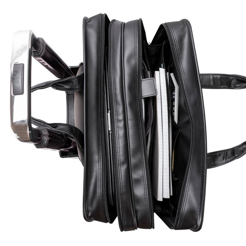 McKlein Clinton 17" Leather Patented Detachable Wheeled Laptop Bag - Black