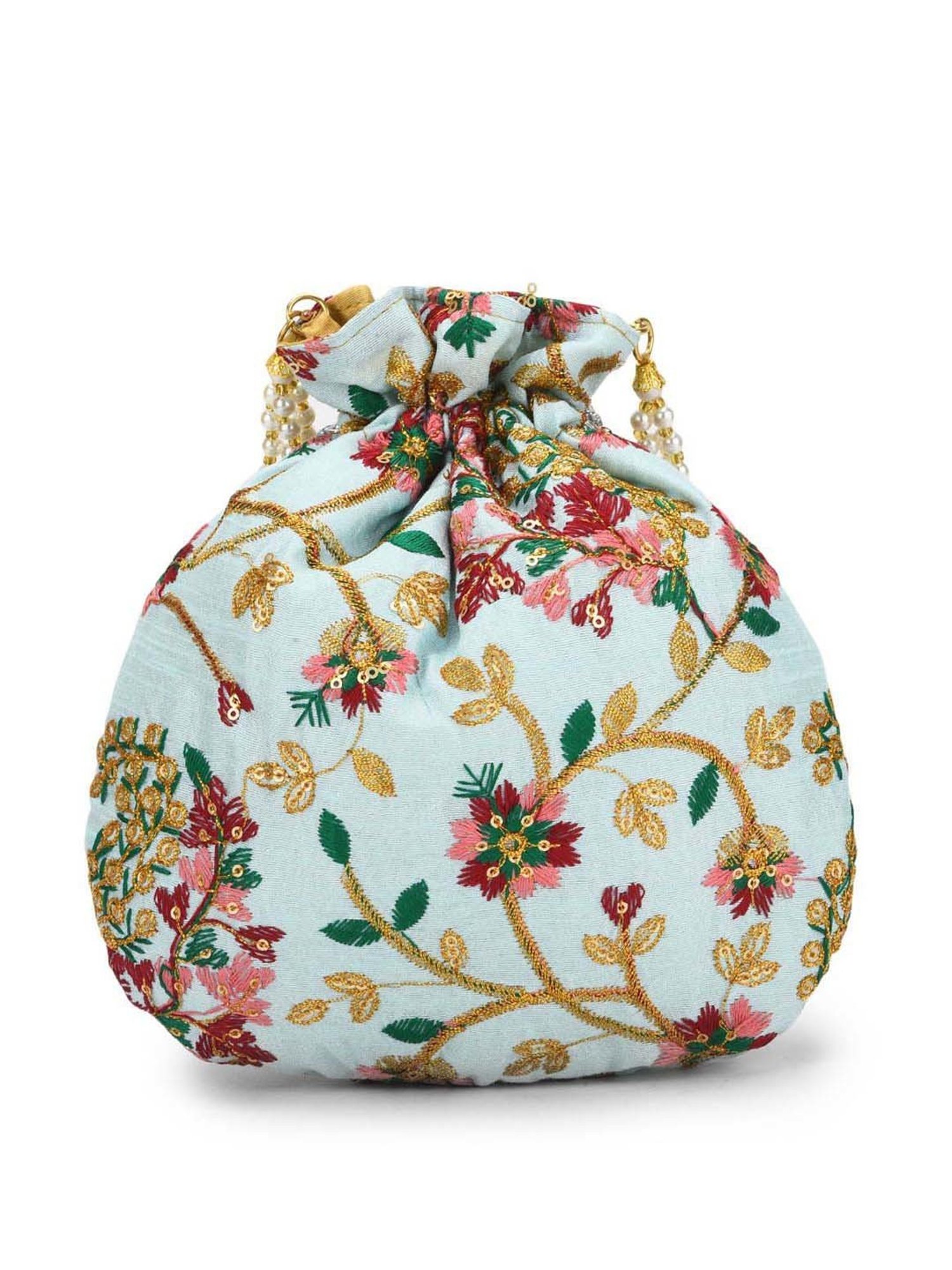 Gaurapakhi Blue Embroidered Potli