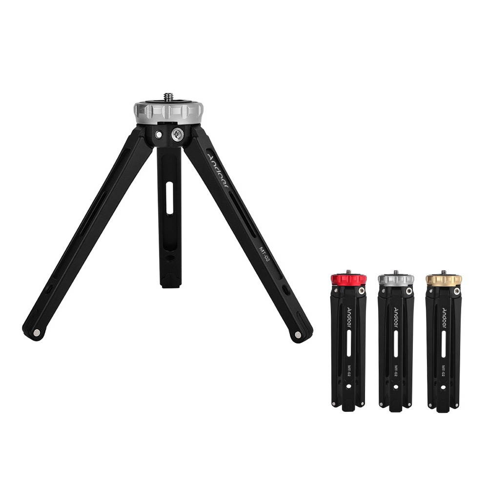 Andoer MT-02 Mini Desktop Tripod Aluminum Alloy 1/4" Screw Max. Load 15kg/ 33lbs for DSLR Digital Video Camera DV