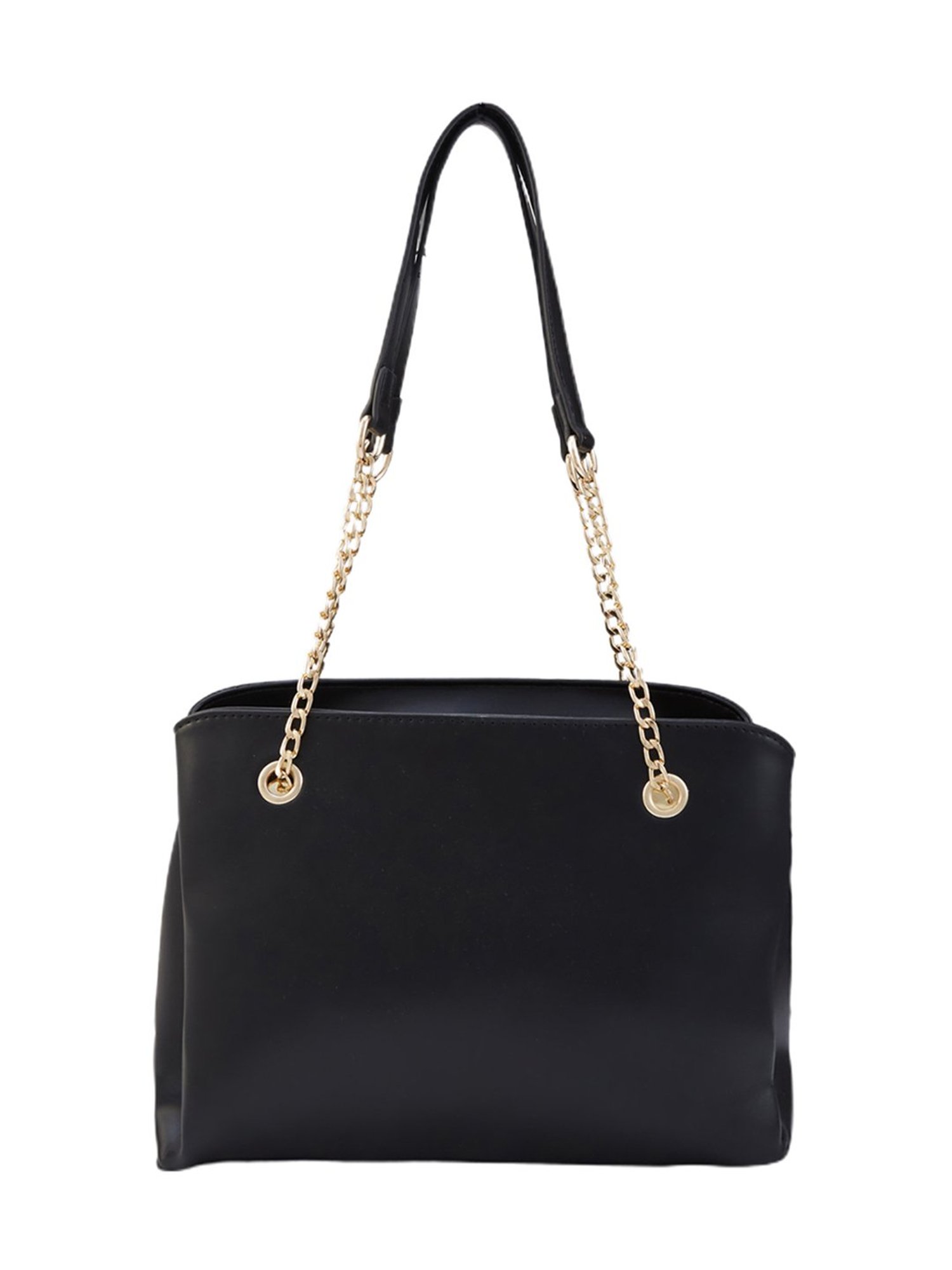 Globus Black Color Block Medium Shoulder Bag