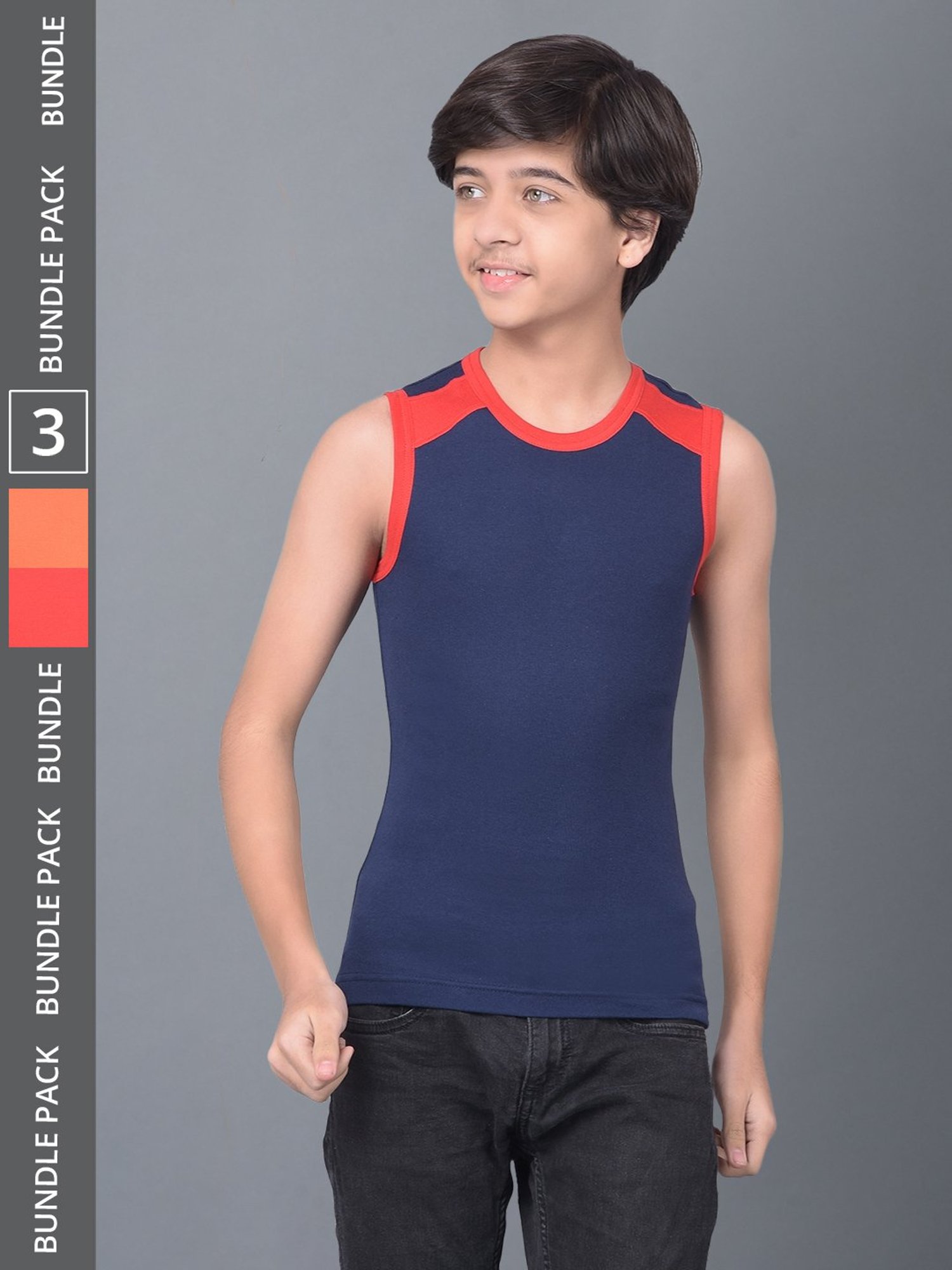 Dollar Bigboss Boys Multicolor Solid Vest (Pack Of 3)