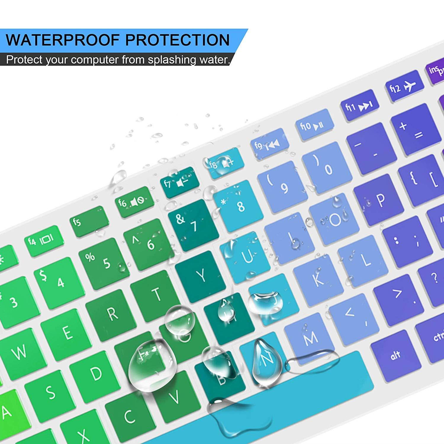 Keyboard Cover Skin for 15.6" HP Pavilion x360 15-BR075NR,Envy X360 15M-BP012DX 15M-BP011DX 15M-BQ021DX, Pavilion 15-CB010NR 15-CB071NR 15-CC010NR 15-CC020NR, 17.3" HP Envy 17M(Rainbow+Clear)