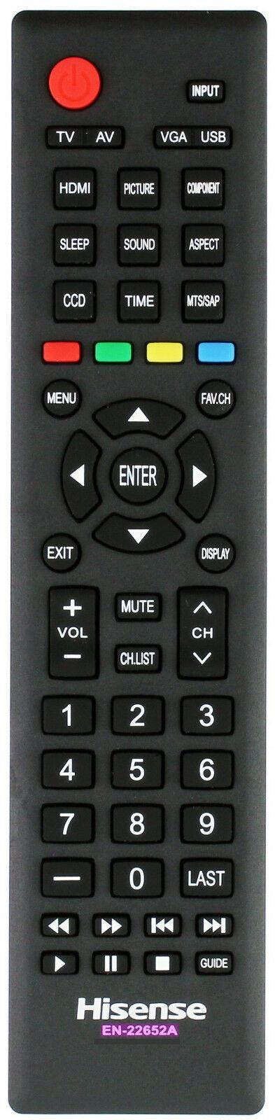 Hisense EN-22652A Remote Control 55K310 55K362G 42A300 39V77 32K26 39K310