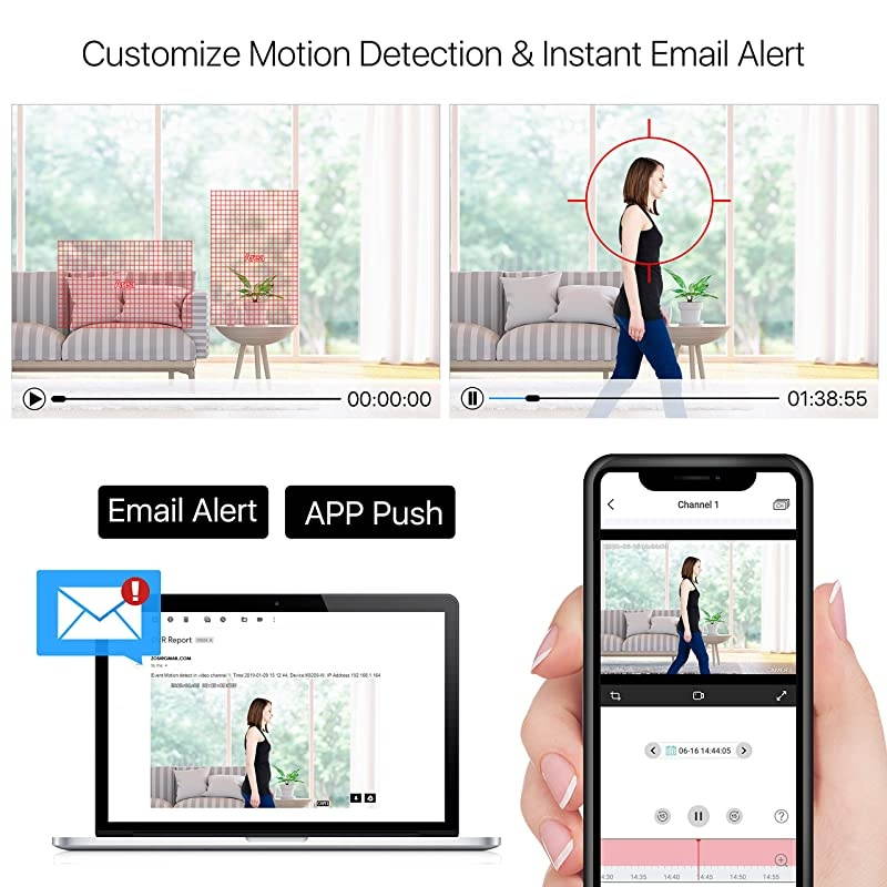 8ch 1080p Security Camera System with Hard Drive 2TB,5MP Lite 8 Channel H.265+ CCTV Video DVR Recorder and 8pcs 1920TVL Outdoor Home Surveillance Cameras,120ft Long Night Vision,Motion Alerts