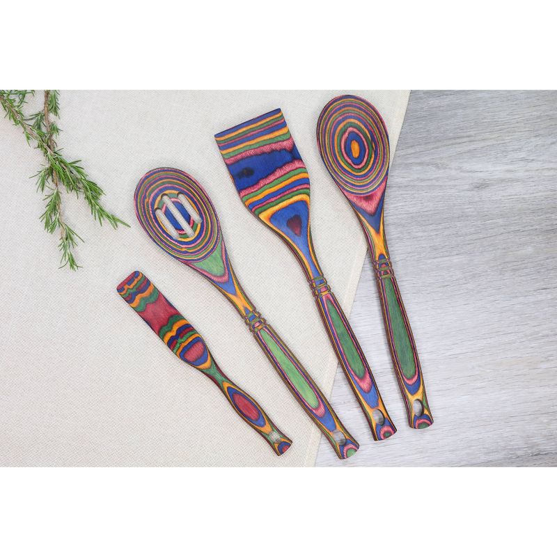 Island Bamboo 4pc Pakka Wood Kitchen Utensil Set Rainbow