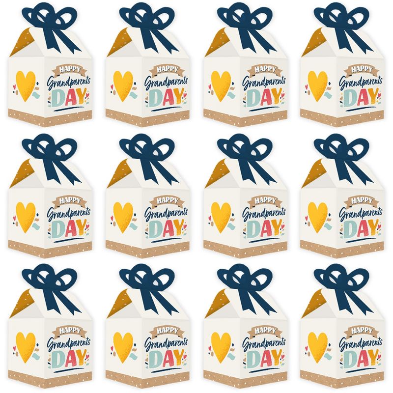 Big Dot of Happiness Adult 50th Birthday - Gold - Square Favor Gift Boxes - Birthday Party Bow Boxes - Set of 12
