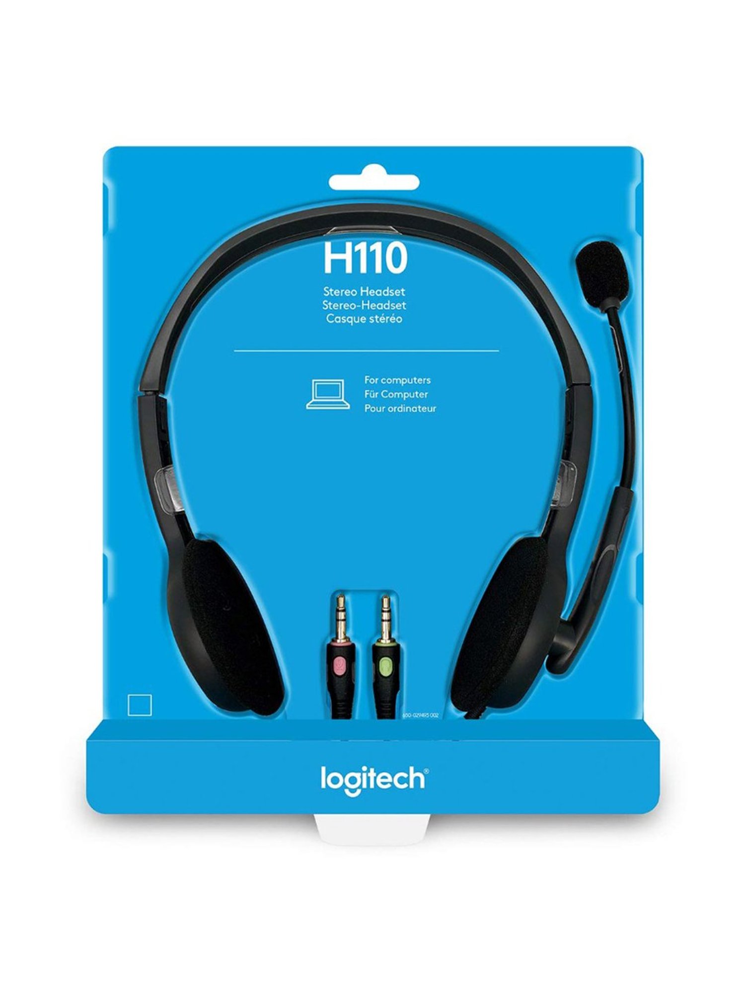 Logitech H110 Wired On Ear Headphones with Mic, Stereo with Noise Cancelling (Black)